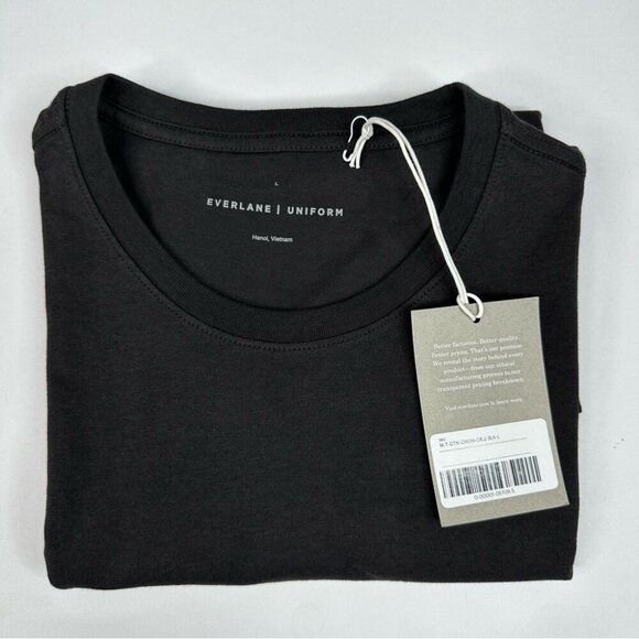 Everlane‎ Uniform Men's NWT Black The Organic Crew Neck Athleisure T-Shirt L/C43 - Picture 11 of 12
